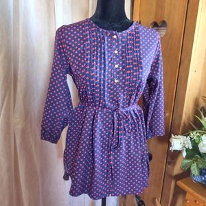 Navy blue with red polka dots Mini dress